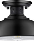 Front view of Industrial Semi Flush Mount Ceiling Light Matte Black Farmhouse Fixture, 13 Inch, E26 socket, easy install.
