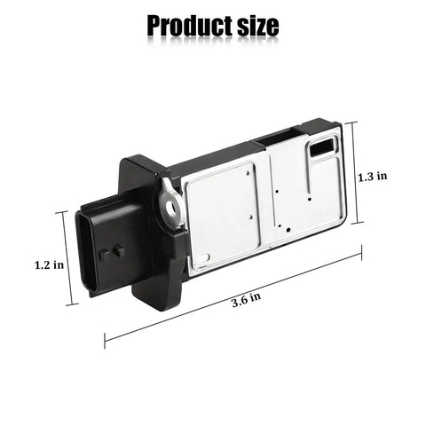 Top Shelf Mass Airflow Sensor Replaces Oem 22680 7S00 for Heavy Duty Trucks, showing product dimensions 3.6x1.2x1.3 inches.