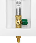 Preassembled Pex Ice Maker Outlet Box With One Half Inch Crimp Inlet And Quarter Turn Ball Valve White Finish With Stainless Steel Hammer Arrestor
