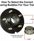 Trailer Hub Cap Protector In Stainless Steel Bearing Buddies, 1.98 Inch Diameter with diagram showing measurement details