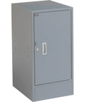 Heavy Hitter Steel Pedestal Workbench With Three Slick Locking Drawers And One Tight Storage Cabinet In Sleek Gray Finish, compact steel cabinet.