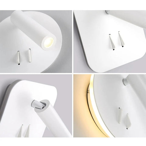 Slick Nordic LED Wall Lamp With Free Rotation And Built In Switch, Solid Metal Finish For Bedrooms Or Entryways, showcasing white acrylic diffuser and sleek metal design.