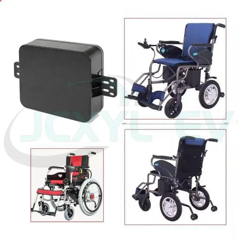 Heavy Duty Tough As Nails 24V Lithium Wheelchair Battery Replacement For Mobility Scooters showing durable battery pack and wheelchair.
