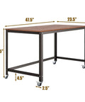 Smooth Ride Rolling Computer Desk With Lockable Wheels And Heavy Duty Steel Frame Portable Laptop Workstation, 47.5" wide wood top.