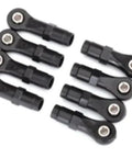 Extended Rod Ends With Hollow Balls For TRX-4 Long Arm Lift Kit 8 Piece Set With 4 Standard And 4 Angled Ends Pre Installed Hollow Balls Black Coated Finish, black rod ends shown