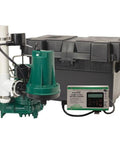Top Tier Primary Sump Pump With A Badass 3/10 Horsepower 120 Volt Motor. Green casing with battery charger and backup compatibility.