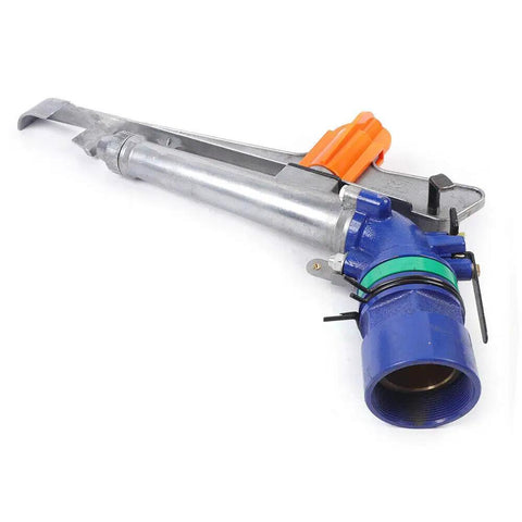 The Ultimate Workhorse 2 Inch Adjustable Irrigation Sprinkler Spray Gun, zinc alloy, designed for efficient watering in large farms.
