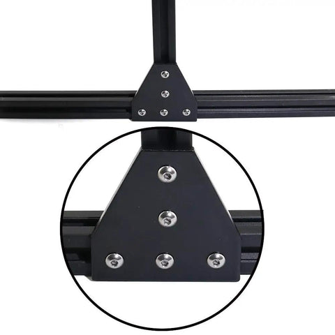 Close-up of 10 Pcs Anodised 90 Degree T Shape Corner Bracket Plate With Five Holes For 20x20mm Aluminum Extrusion Profile Black Heavy Duty