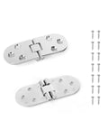 Set Of 2 Foldable Cabinet Hinges With 180 Degree Swing For Flat Panel Cabinets Go-To Screw-On Nickel Finish With Rounded Corner Profile