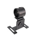 Rock Solid Steel Bracket For Laser Line Locator Rotary Axis Holder angle view, sturdy black steel, for 12mm to 26mm rails.