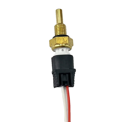 FainWan coolant temperature sensor with connector harness, brass threaded body, side view with red and white wires