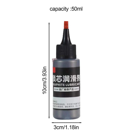 Dry Graphite Lubricant For Locks And Hinges No Residue Dust Free Powder Spray 50mL bottle with measurements