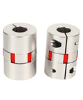 Two Pack Plum Flexible Shaft Couplings 5mm To 6.35mm Bore, 30mm Diameter, 35mm Length, Aluminum, Vibration Damping Servo And Stepper Motor Connector