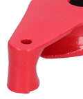 Close-up of red cast iron handle of Heavy Duty 90 To 180 Degree Conduit Bending Tool Manual Pipe Bender for pipes.