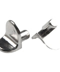 Heavy Duty L Shaped Shelf Support Pegs 20 Pack 5mm Zinc Alloy Cabinet Bracket Pins in Silver close-up view