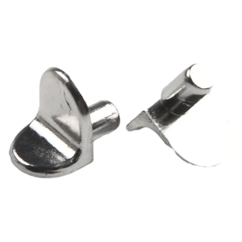 Heavy Duty L Shaped Shelf Support Pegs 20 Pack 5mm Zinc Alloy Cabinet Bracket Pins in Silver close-up view