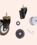 Big Heavy Duty Rubber Castor Wheels Four Pack Swivel Casters With Brake M12 Thread Rod Four Inch Trolley Dolly components display