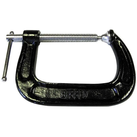 Drop Forged C Clamp 5 Inch Heavy Duty Clamp For DIY Projects With Swivel Pad Cold Drawn Steel Spindle Smooth Rolled Threads And Steel Sliding T Bar Built For Tight Spaces And Light General Purpose Clamping Black, black steel C clamp