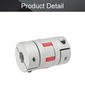 Beefy Aluminum Shaft Coupling 12.7mm To 12.7mm Bore Flexible Coupler 66x40mm M6 Thread 13,000 RPM Max Torque 64Nm Peak 32Nm Rated Oxidized Finish Great For CNC Stepper And Servo Builds, silver aluminum coupler with red insert