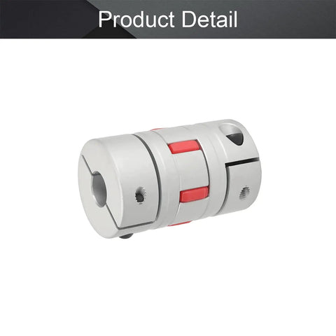Beefy Aluminum Shaft Coupling 12.7mm To 12.7mm Bore Flexible Coupler 66x40mm M6 Thread 13,000 RPM Max Torque 64Nm Peak 32Nm Rated Oxidized Finish Great For CNC Stepper And Servo Builds, silver aluminum coupler with red insert