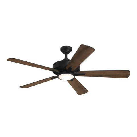 HomeStock 52 Inch Matte Black Indoor Ceiling Fan with Plywood Blades and Down Rod for Traditional Spaces, five-blade design.