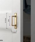 Champagne Bronze Cabinet Pulls With Escutcheon Backplates, Sleek 3 Inch Hole Center Modern Kitchen Drawer Handles on door
