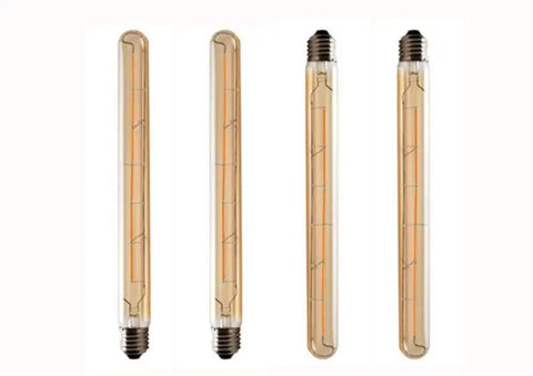Retro Tubular LED Filament Bulb 6W Dimmable Edison Style Amber Glass Warm White 2300K 40W Equivalent E26 and E27 Base Long Tube Pack of 4