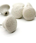 White Ceramic Cracked Cabinet Handles Set of 10, vintage elegant drawer knobs with zinc alloy core