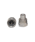 Heavy-Duty Three Eighths Inch Hydraulic Quick Connect Coupler Set For Ten Thousand PSI Systems, Three Eighths Inch NPT Thread, Screw-To-Connect, Steel With Zinc-Plated Finish For Corrosion Resistance And Secure Engagement On Pumps And Cylinders, front view