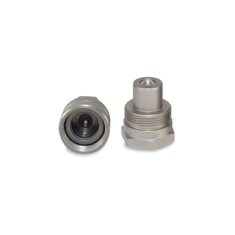 Heavy-Duty Three Eighths Inch Hydraulic Quick Connect Coupler Set For Ten Thousand PSI Systems, Three Eighths Inch NPT Thread, Screw-To-Connect, Steel With Zinc-Plated Finish For Corrosion Resistance And Secure Engagement On Pumps And Cylinders, front view