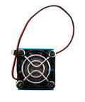 Top view of Rugged RC Motor Heat Sink With 5V Cooling Fan For 540 550 Brushed Motors And 3650 3660 3674 Brushless Motors, blue.