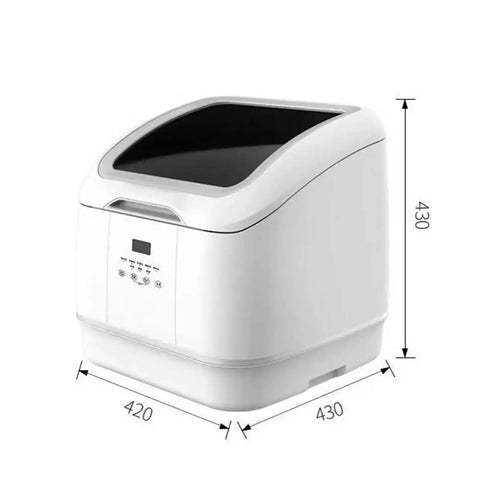 Top Notch Compact Countertop Dishwasher With High Temp Wash And Rapid Air Dry Tech Designed For Tiny Apartments While Crushing Daily Grease Without Breaking A Sweat, white design, compact size 420x430mm.