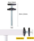 4 Pack Heavy Duty Threaded Spindle Rods Tension Bolts M8 Replacement Hardware Kit For Baby And Pet Safety Gates close-up showing tension screw and anti-slip pad dimensions.