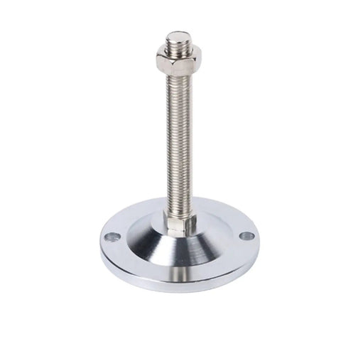 Built Tough Adjustable Furniture Levelers Twin Mount Holes Heavy Duty Machine Feet for Rock Solid Shelf Stability on flat surface.