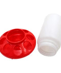 Heavy Duty Automatic Poultry Feeder With Waste Free Base And Clear Sight Jar for baby chicks, pigeons, and quail, red base, clear jar.