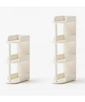 Space Saving Solid Wood Floor Book Shelf With Narrow Seam Design, white multi-layer storage for living room or office.
