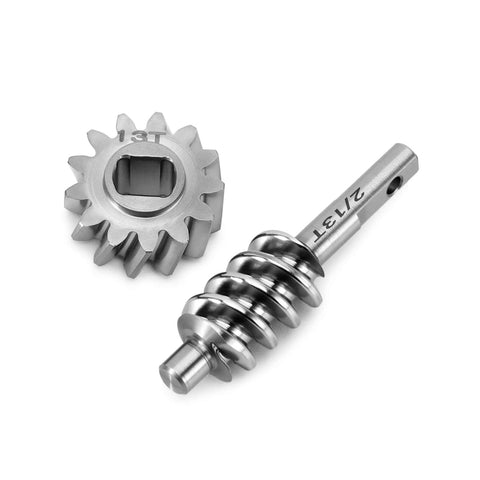 2x13T Axle Worm Gear Set For 1 By 30 Scale Axial SCX30 Dual Gear Overdrive Upgrade Stainless Steel Front And Rear Axle Use 23 Percent Speed Boost Durable Corrosion Resistant Twin Gears For Faster Wheel Speed