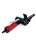 Lightweight Kickass Mini Pneumatic Belt Sander With Adjustable Angle Design, red and black, ideal for workshop edge polishing.