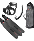 Motus Tris Freediving And Spearfishing Kit With Motus Long Fins One Mask And Jet Snorkel Shoulder Bag Included Black Size 11 12 Pro
