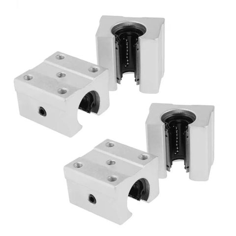 Hardcore Linear Rail Guide Kit With 2 Rails And 4 Blocks 1200mm SBR20 showing four silver blocks with sealed bearings.
