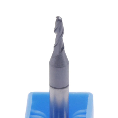 Five Pack Solid Carbide Ball Nose End Mills With AlTiN Coating, 2 Flute, 30 Degree Helix, 1/16 Inch Cutting Diameter close-up