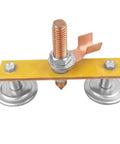 Solid Double Head Magnetic Welding Clamps With Heavy Duty Adsorption And Grounding That Grip Tight For Professional Jobs, No More Slippage When You Need Them Most To Clamp Up To 3 Kg Securely Every Single Time, showing a detailed view of the clamp's metal base and secure features.