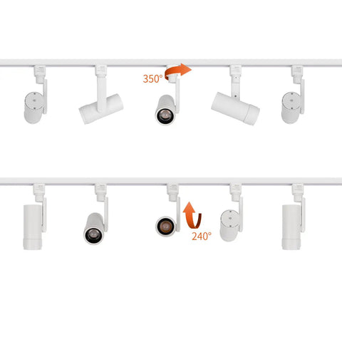 LED Track Lighting Heads With 24 To 60 Degree Adjustable Beam High Output Budget Friendly 13.5W mounted on track, showing adjustability
