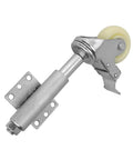 Side view of 3 Inch Nylon Gate Wheel Caster With Spring Loaded Swivel And Brake, Heavy Duty Metal Gate Roller for flat surfaces.
