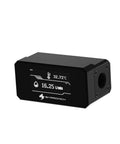 G1/4 Inch Water Temperature Sensor And Flow Meter With OLED Display For PC Water Cooling System, black POM frame, side view.