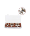 Watch Repair Kit With Movement Holder Set Three Piece Metal Base Holders in a case, rust-resistant, ideal for secure movement fix.