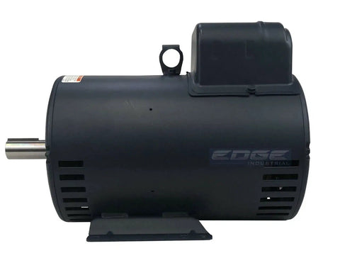 Top Shelf 7.5 Hp Electric Motor Replacement For One Phase Air Compressor 184T Frame, heavy duty black motor with silver shaft.