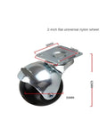 One Piece 0.5 Inch Nylon Caster Wheel For Furniture With Spherical Design showing dimensions and metal plate