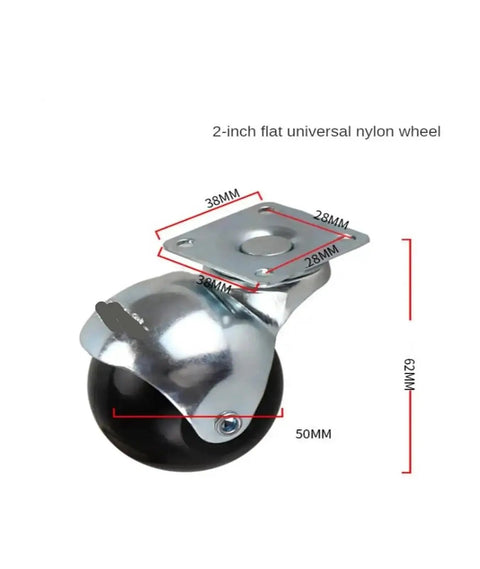 One Piece 0.5 Inch Nylon Caster Wheel For Furniture With Spherical Design showing dimensions and metal plate