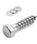 Three Eighths By One And One Half Inch Hex Head Lag Screws Kit, 10 Pack With Washers, Heavy Duty Wood Screws, 304 Stainless Steel 18-8, Partial Thread